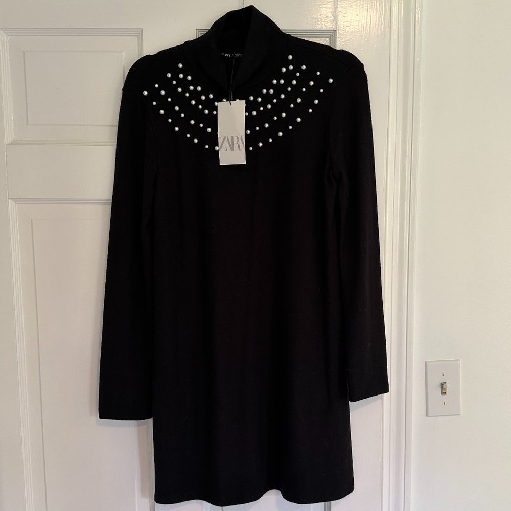 NWT - ZARA Pearl Sweater Dress - Size Small